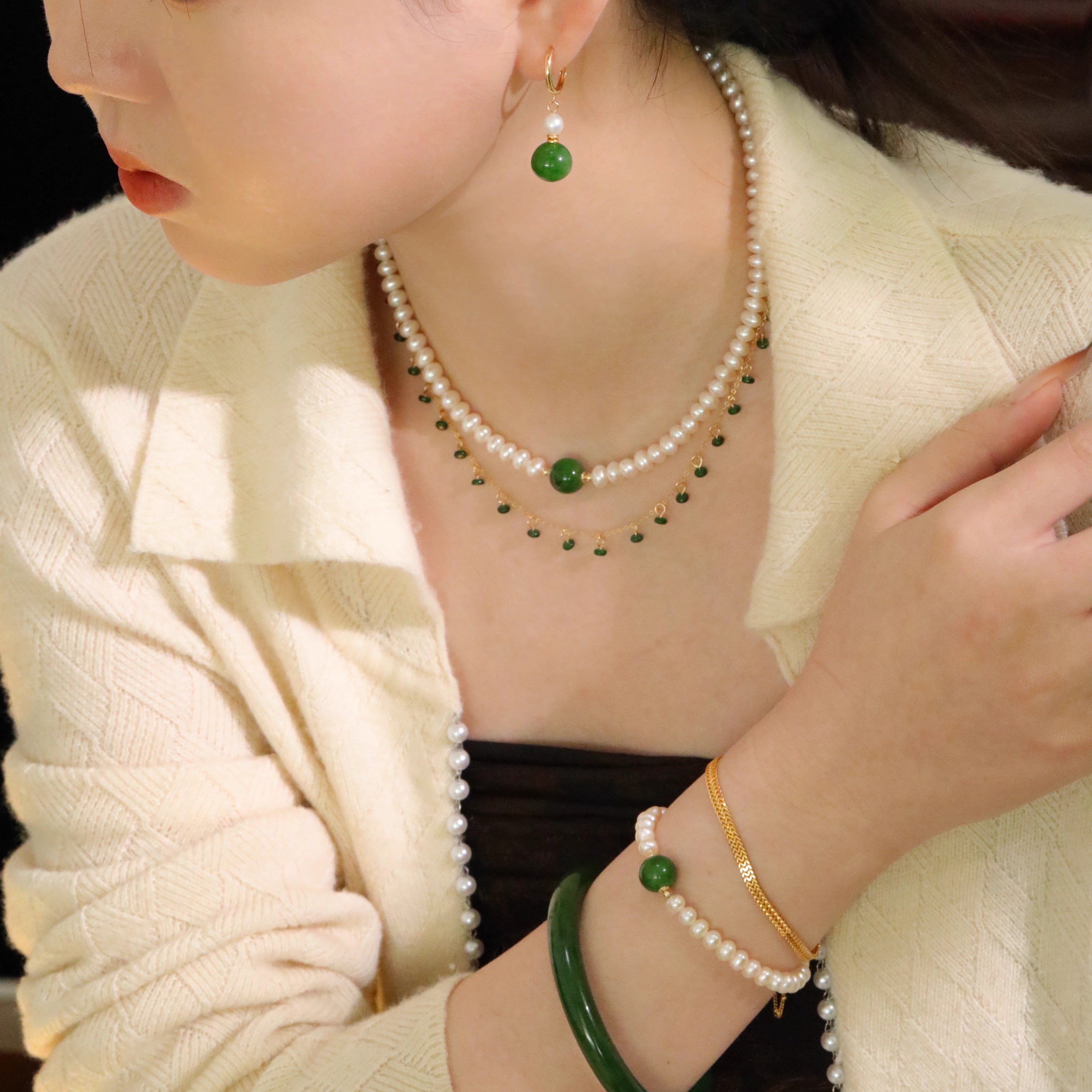 SUMOJEWEL《青黛》新中式复古文艺轻奢气质珍珠项链手链