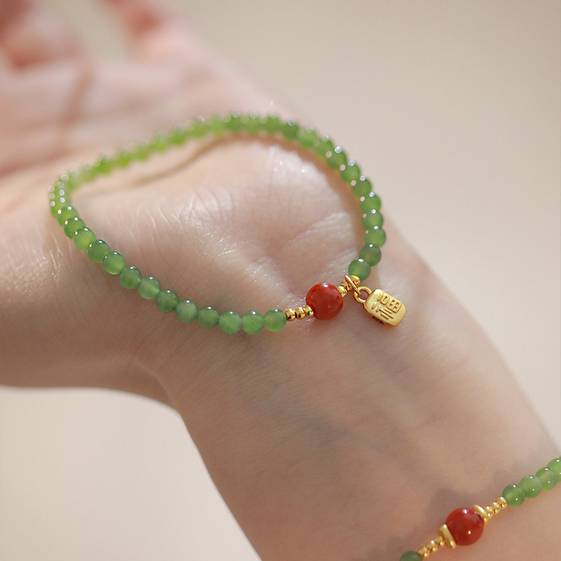 SUMOJEWEL女和田碧玉足金手链