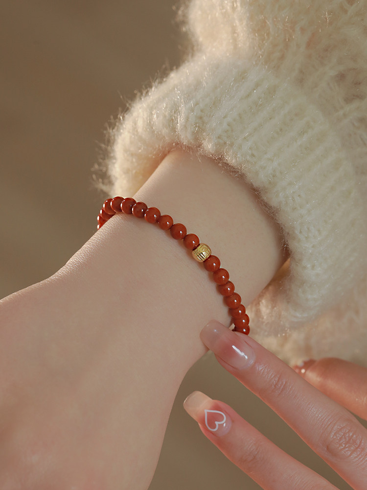 SUMOJEWEL LITTLE FORTUNE HETIAN JADE 국가 스타일 팔찌 라이트 럭셔리 남부 붉은 팔찌 새로운 중국 스타일 간단한 고대 스타일