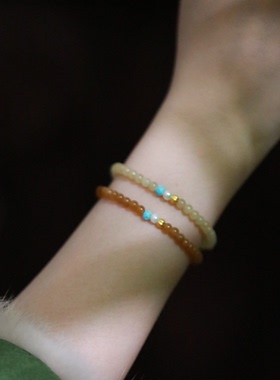 SUMOJEWEL《月落》新中式文艺淡雅天然糖玉手链