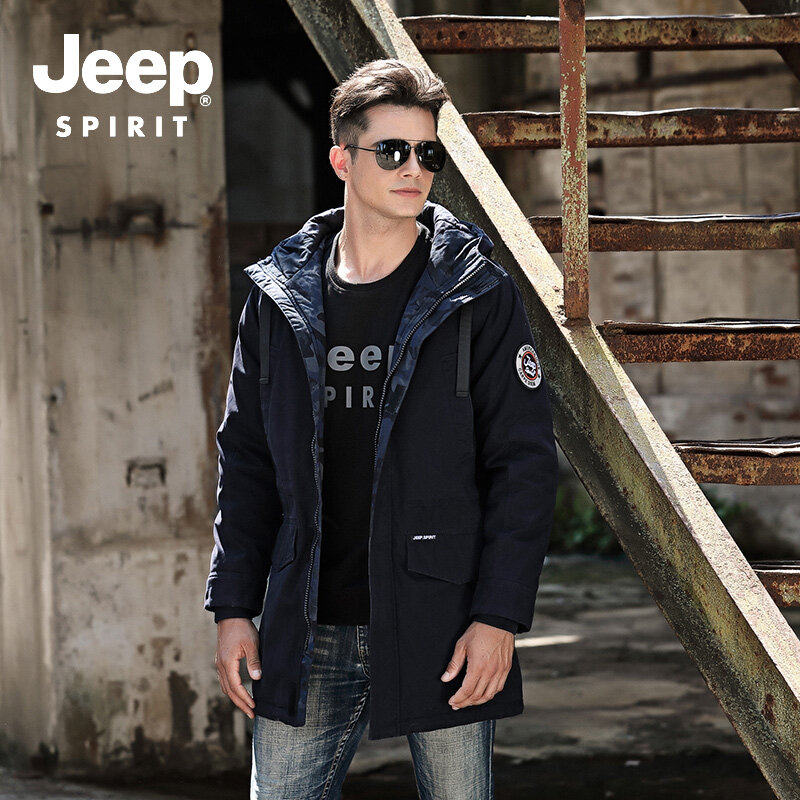 JEEP吉普正品中长款羽绒服外套男