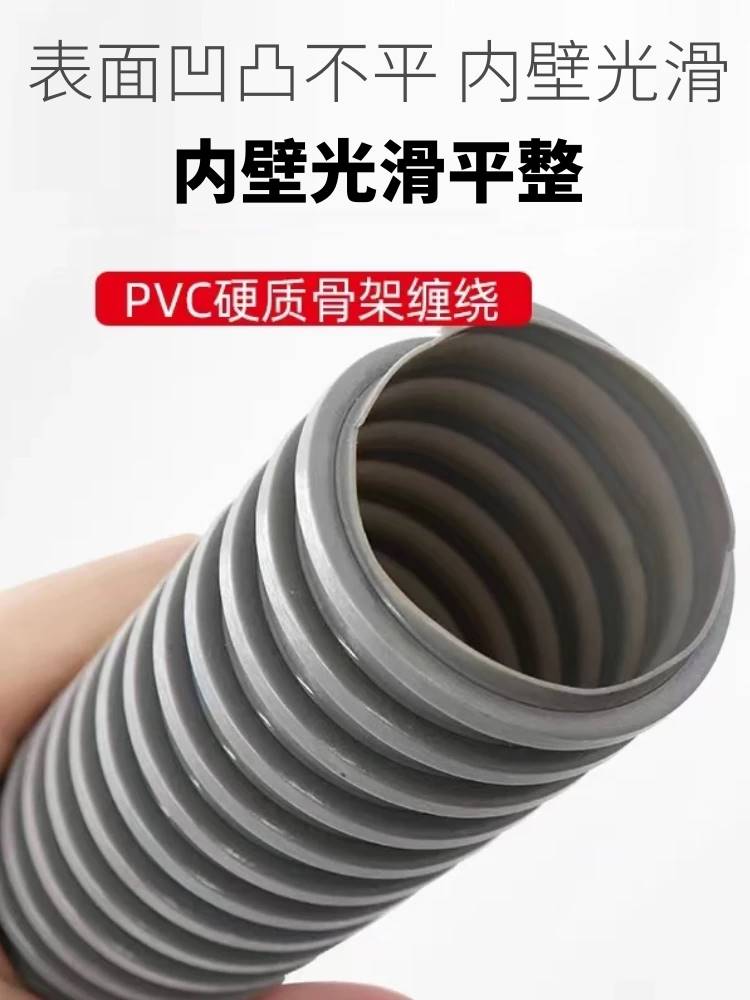 PD方筋管工业通风管吸尘管塑筋吸料管螺旋管灰色塑料管耐磨波纹管
