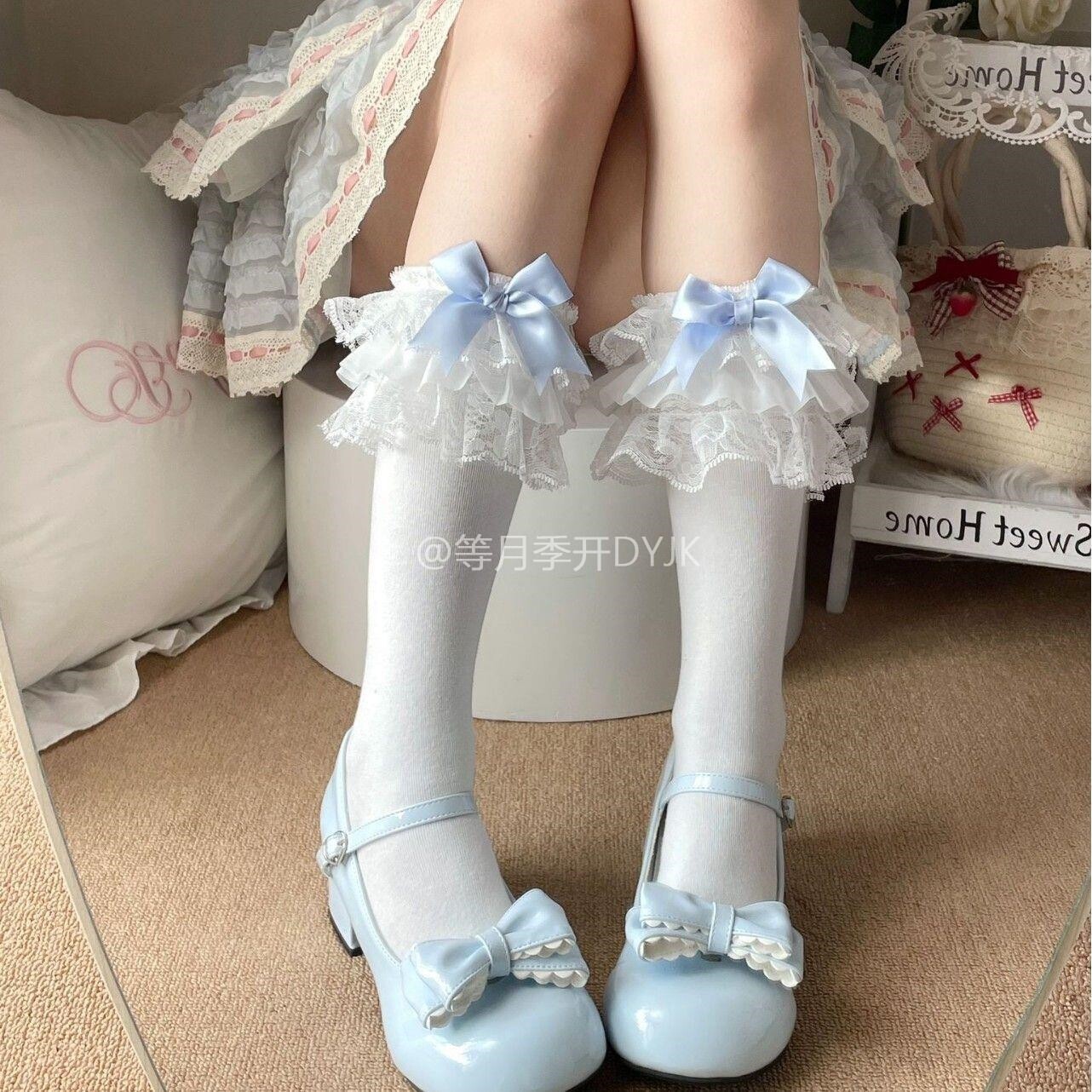 日系洛丽塔甜美蝴蝶结jk中筒袜