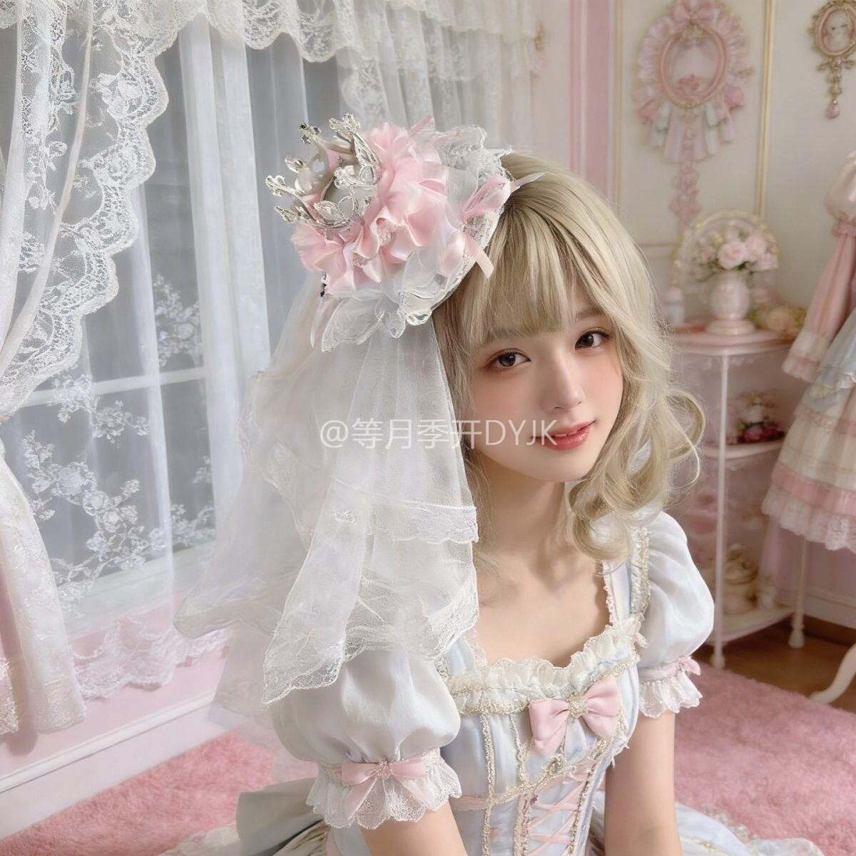 lolita粉色小礼帽头饰皇冠蛋糕帽