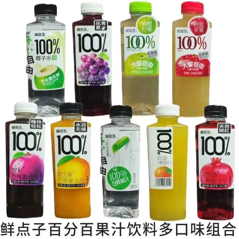 鲜点子椰子水nfc果汁大餐自由100%果汁饮料白桦树汁西梅汁500ml瓶