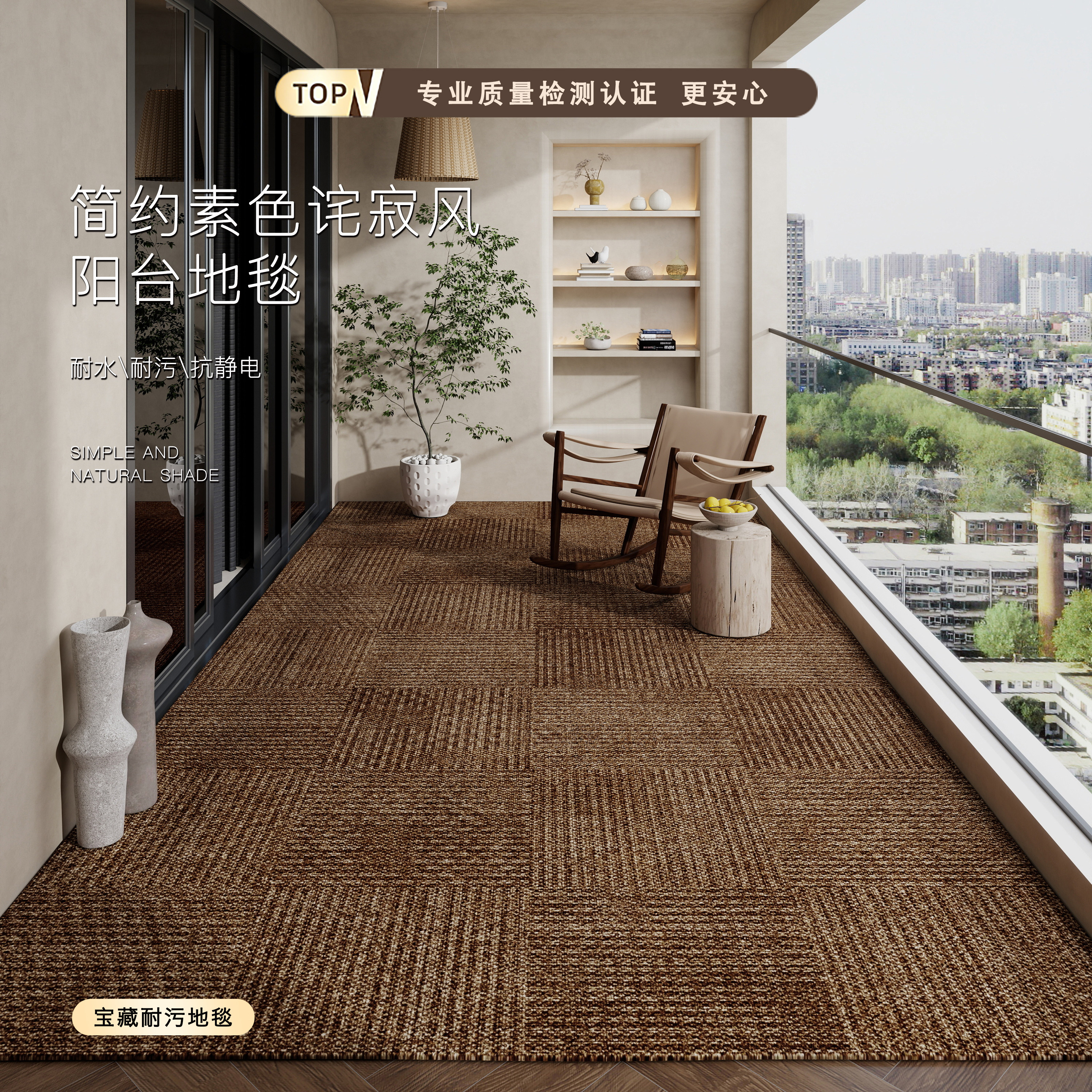 阳台地垫防水防晒免洗玄关脚垫高级感家用全铺大面积地毯耐脏垫子