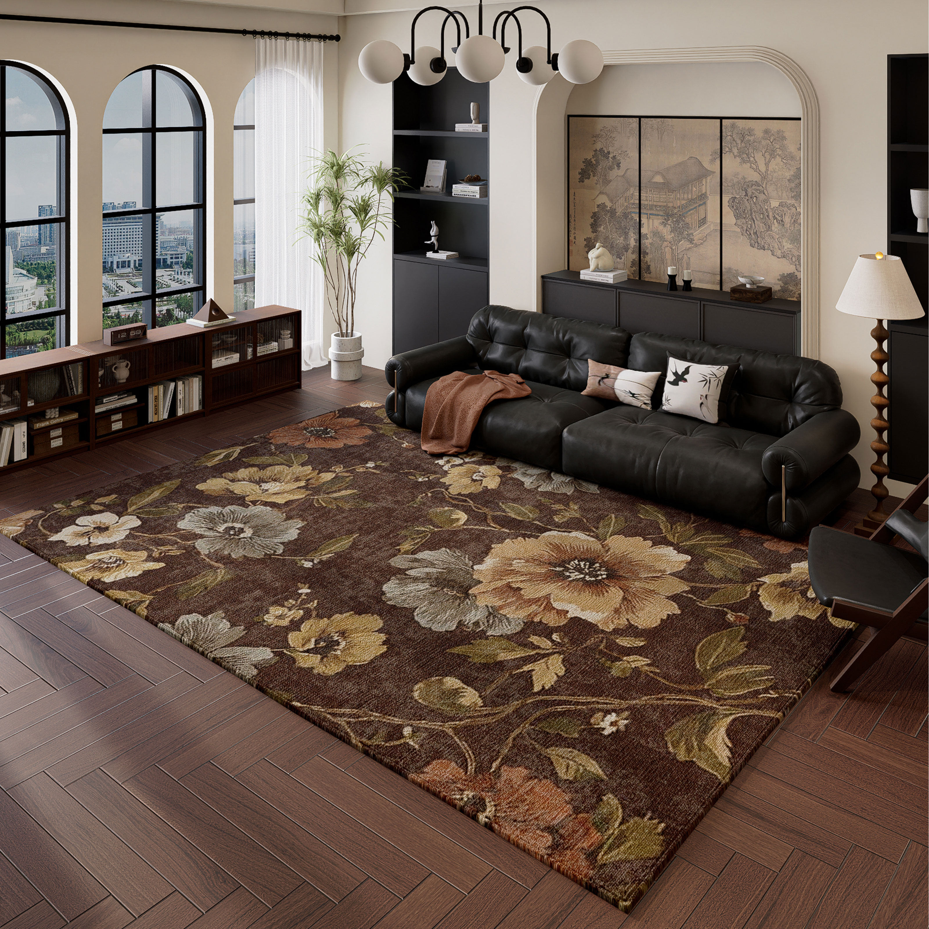 新款复古花卉地毯客厅卧室家用防滑地垫大户型沙发茶几毯床边坐垫,居家布艺,地毯,淘宝优惠券,粉丝福利购,淘宝优惠卷