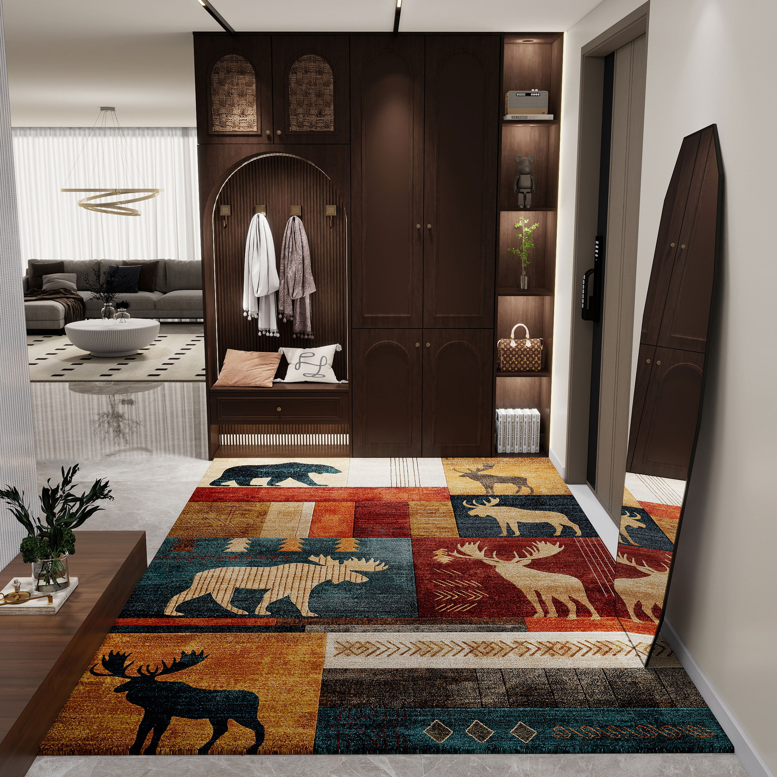 中古风动物图案入户地垫客厅进门防滑地毯高级感门垫新款门口垫子,居家布艺,入户地垫,淘宝优惠券,粉丝福利购,淘宝优惠卷