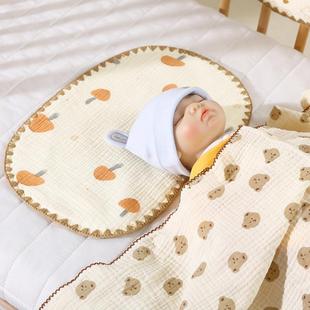 新生婴儿十层棉纱布平枕初生枕巾宝宝云片枕头防吐奶枕垫吸汗低枕