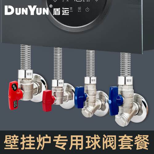 盾运壁挂炉专用球阀4件套全铜大流量锅炉地暖家用4分6分过滤阀门