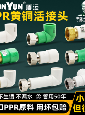 盾运PPR20活接头全铜4分6分热水器直接弯头热熔25水管配件直活接