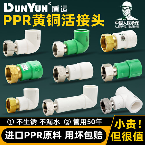 盾运PPR20活接头全铜4分6分热水器直接弯头热熔25水管配件直活接