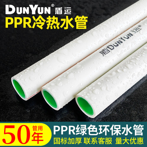盾运PPR冷热水管4分6分1寸家装热熔管配件20/25/32自然水管防水垢