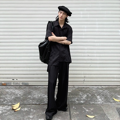 双压褶极简百搭垂感宽松休闲长裤