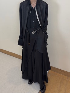 阔腿裙裤 半空山 复古无性别日系慵懒风不规则下摆飘带新中式