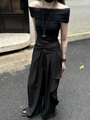 半空山 复古无性别日系风不规则裁片拼接宽松阔腿西裤