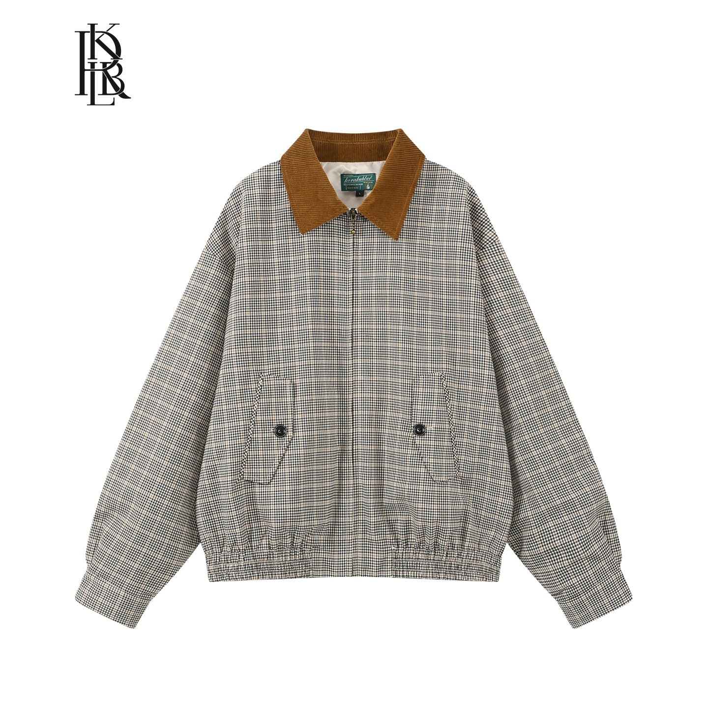 格纹复古翻领夹克巴恩风外套