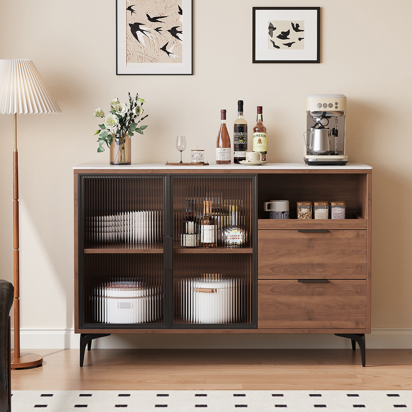 现代简约实木餐边柜茶水柜隔断柜厨房客厅沙发柜收纳储物柜定制