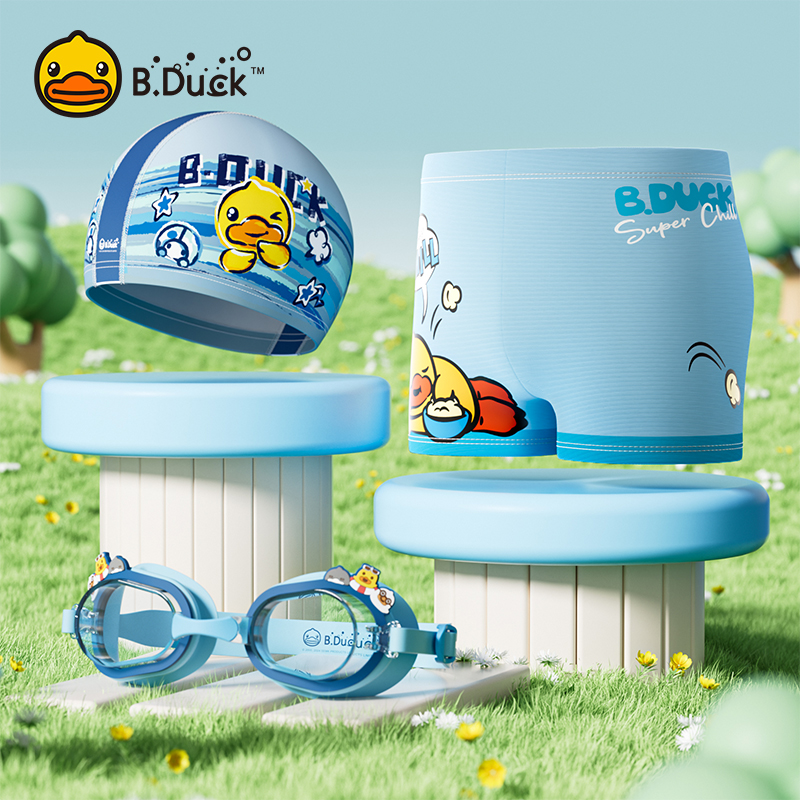 B.Duck儿童泳裤男童宝宝短裤新款漂流溯溪小童中大童专业游泳装备