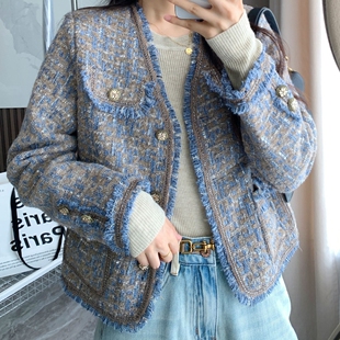 拉夏家撤柜小香风编织粗花呢短款外套，105斤左右