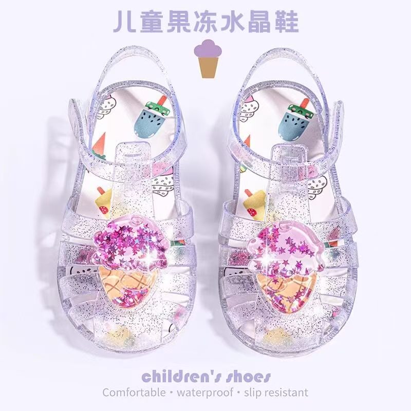 女童夏季沙滩凉鞋软底防滑水晶