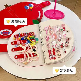 可爱儿童发饰收纳盒高颜值可折叠大容量宝宝发夹发卡头饰品收纳册