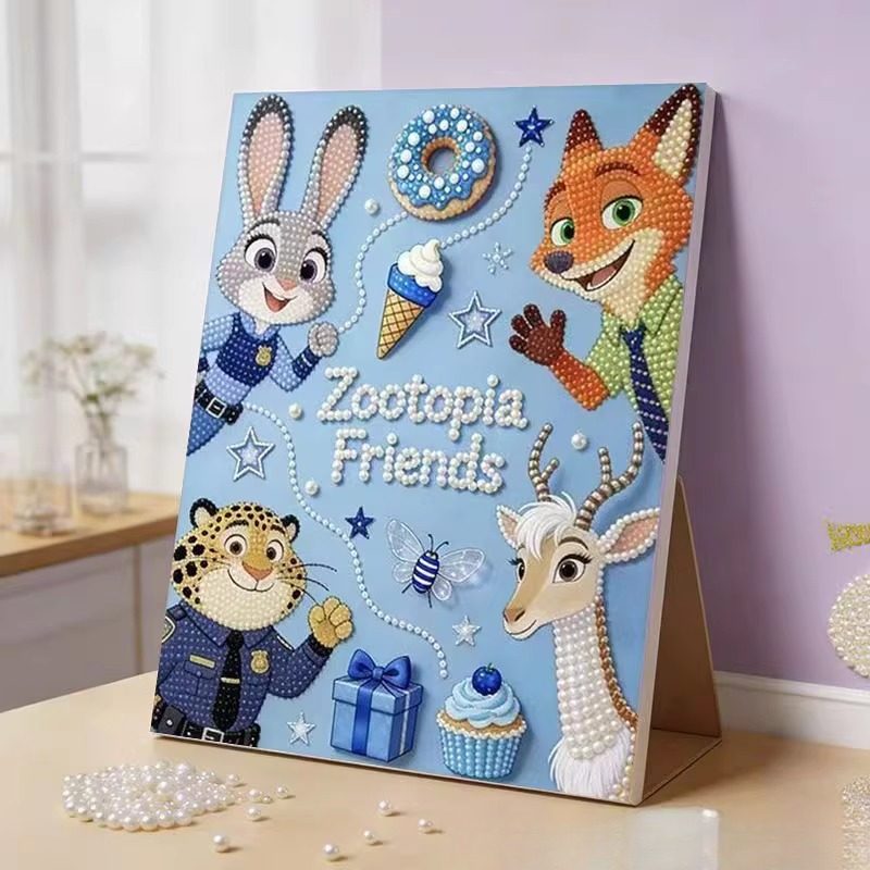 疯狂动物城diy珍珠手工钻石画珍珠画生日创意卧室摆件闺蜜礼物,家居饰品,DIY亲子装饰画,淘宝优惠券,粉丝福利购,淘宝优惠卷