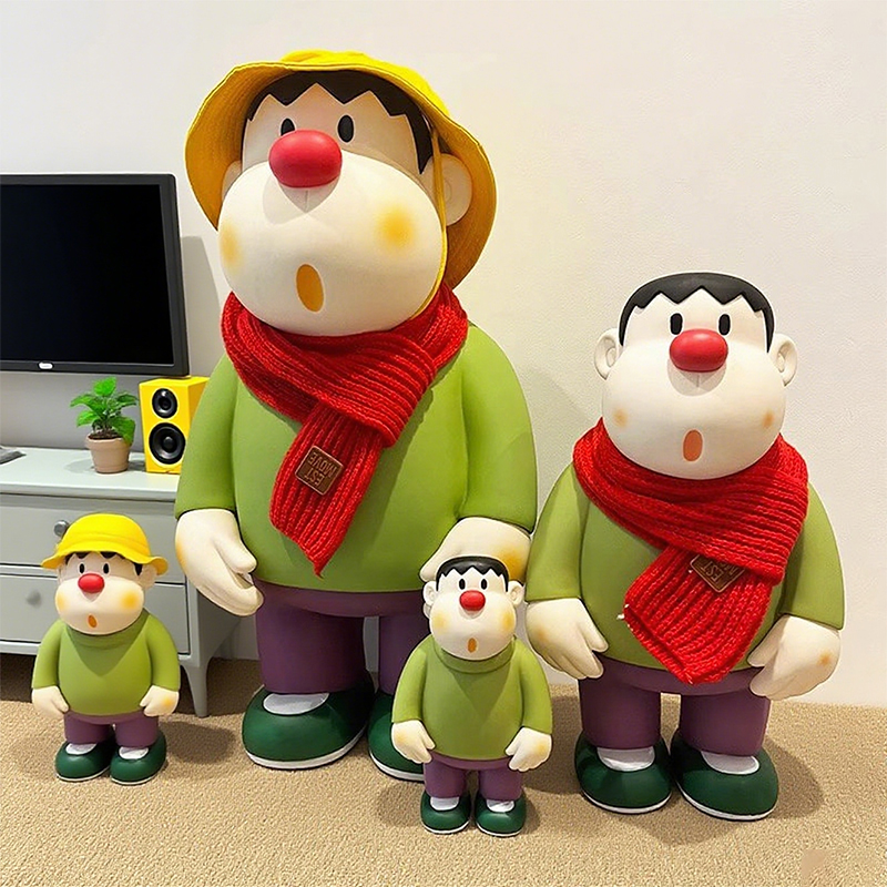 【治愈系】歪头胖虎家族大号摆件