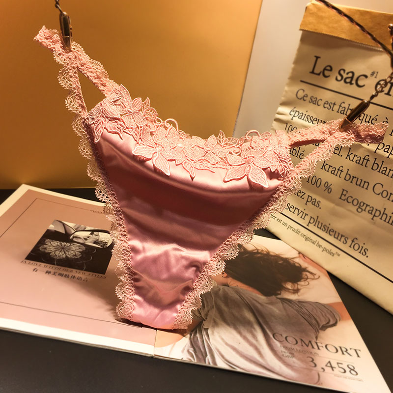 欧美女蕾丝水溶花低腰丁字裤