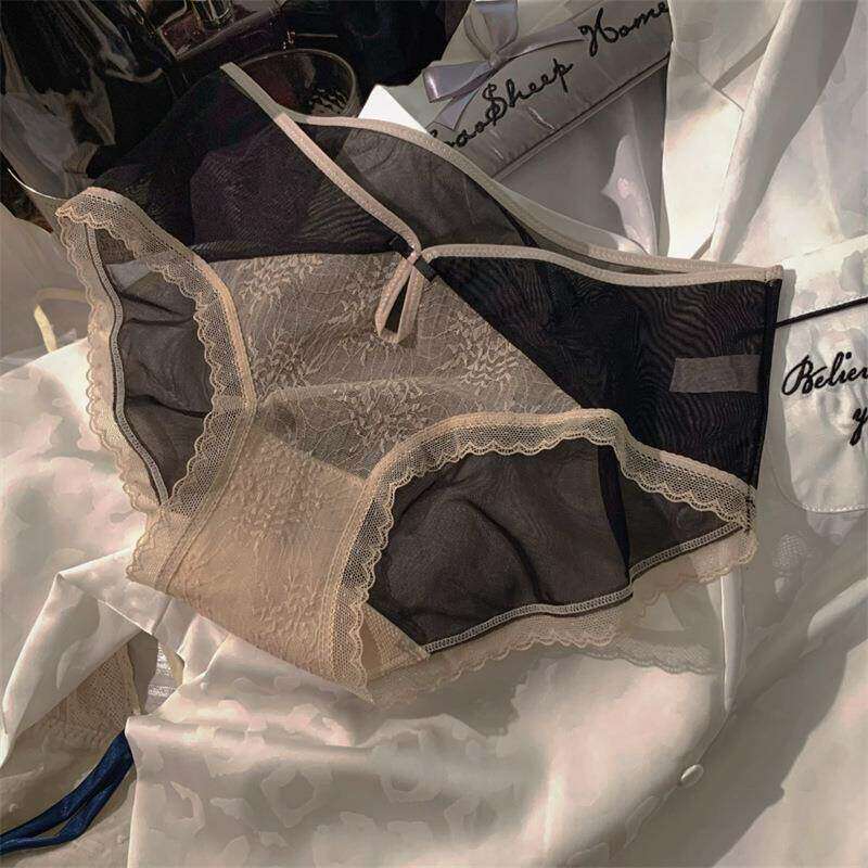 法式中古蕾丝刺绣内裤女镂