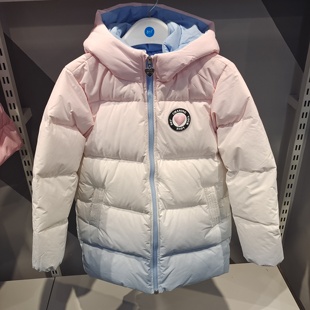 商超同款361度童装正品女童中大童24冬加厚保暖中长款羽绒服3916
