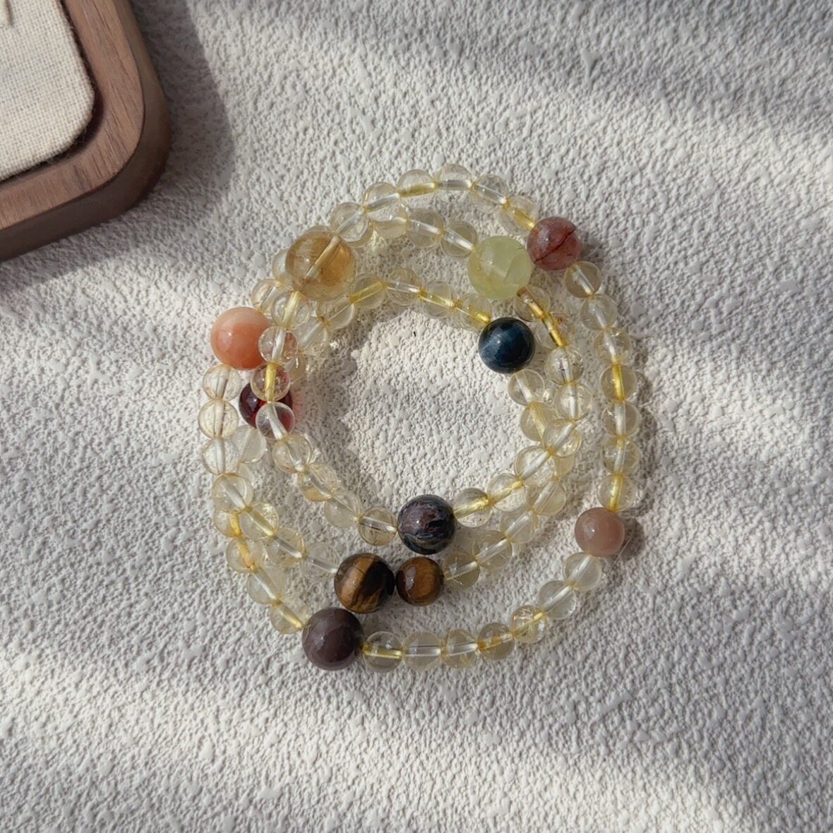 天然黄水晶黄塔晶虎眼多圈手链女款新中式国风简约百搭显白五行