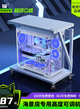 白色海景房海盗船工作室PS5收纳大台式电脑主机箱可移动置物托架