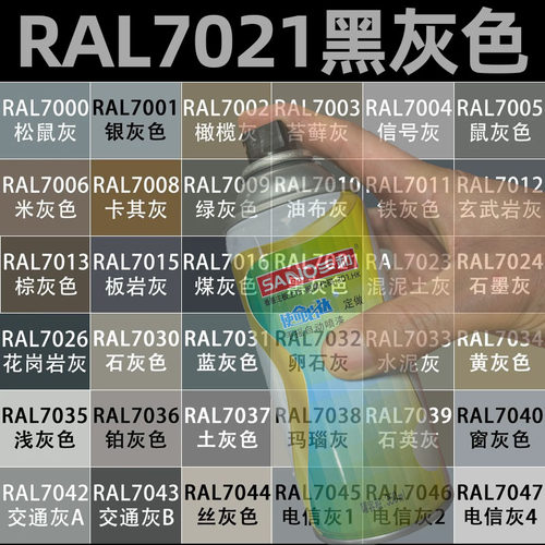 三和手摇自喷漆RAL7021黑灰色ral7022/7023金属防锈油漆劳尔定制