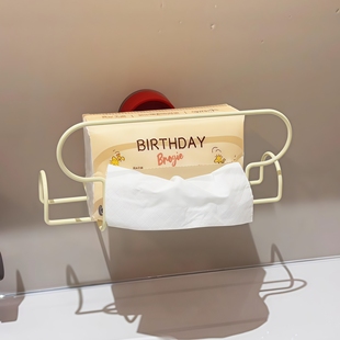 纸巾架卫生间浴室免打孔壁挂厕纸架抽纸收纳神器吸盘纸巾架高级感