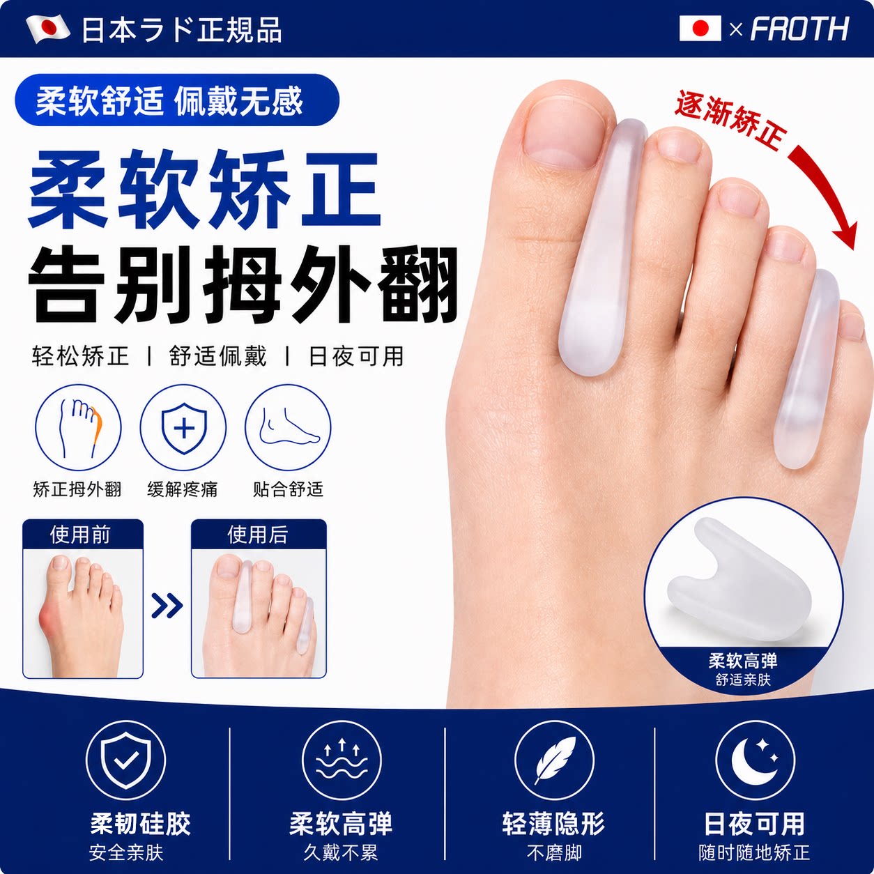 拇指外翻矫正器男女分趾器可穿鞋