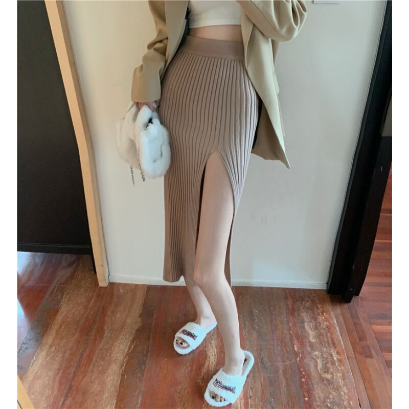 高货速发设计感纯欲风性感高腰开叉半身裙女夏季新款网红辣妹显瘦