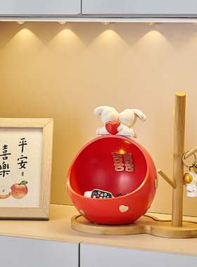 速发兔子订婚摆件闺蜜结婚礼物送新人家居客厅婚房玄关收纳装饰品