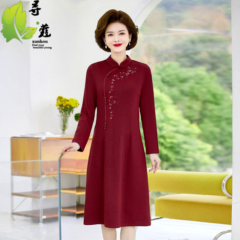 高货速发2024年女装新款妈妈装春装时尚气质中年喜婆婆装连衣裙改