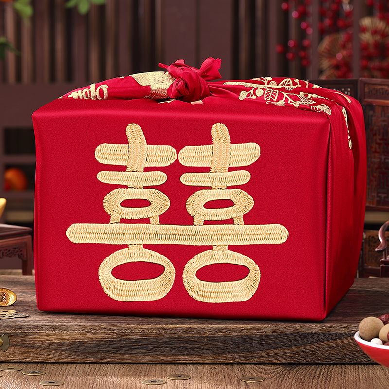 速发新娘陪嫁套装结包礼袱皮婚婚红包袱布方娘家嫁妆包喜盆红包裹
