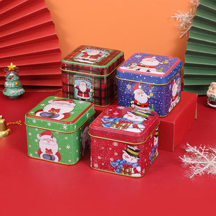 速发正方形马口小盒圣诞节盒可爱巧克力包装盒物童礼儿铁盒子