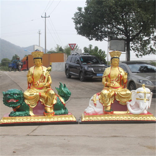 速发厂家直销佛像树脂米像/玻璃钢文贴金彩绘/殊普贤菩萨1佛高