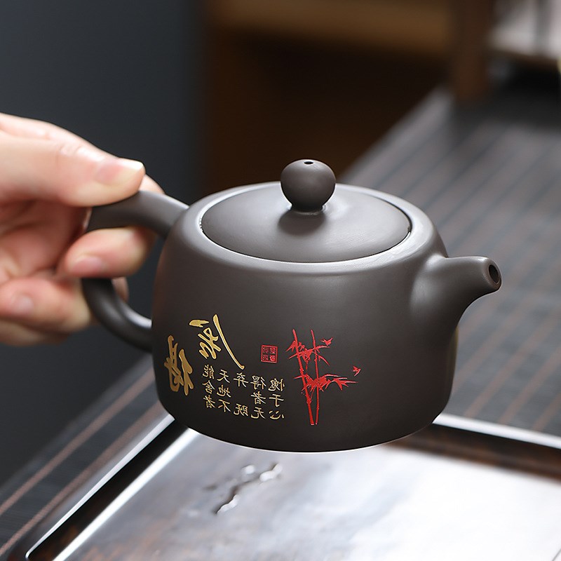 速发手工描金泡茶栏单壶原矿紫砂壶功壶茶具大容量井壶壶紫砂夫泡