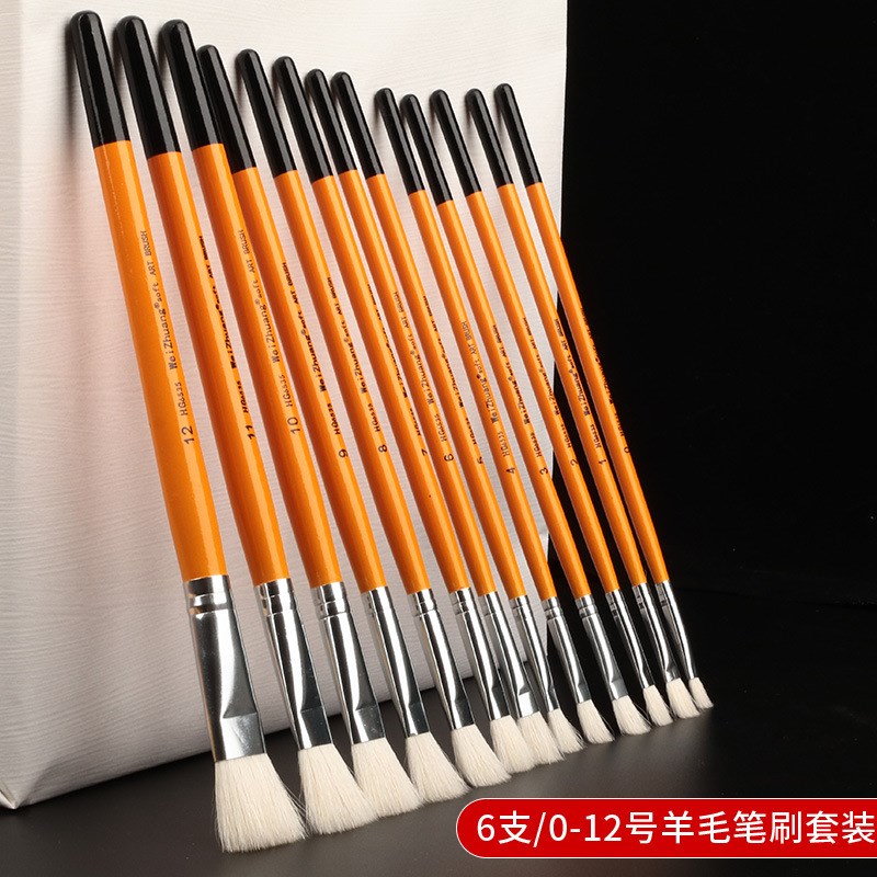 速发跨境笔笔彩水粉丙烯画水刷色人陶瓷彩绘美术用品橙成画笔套装