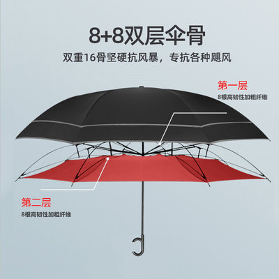 现货速发V6OQ16骨全自动汽车雨伞反向伞男女长柄号双层抗暴雨