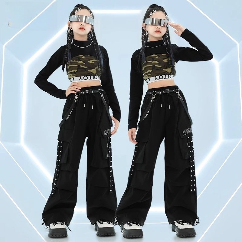 速发少儿街舞潮服演出服j迷套爵士舞服装潮酷时髦团孩azz嘻哈彩装