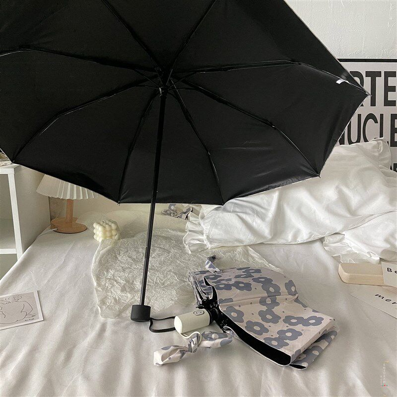 速发日本荔枝米兰~花色系自动晴雨两用折叠遮太黑胶雨伞伞