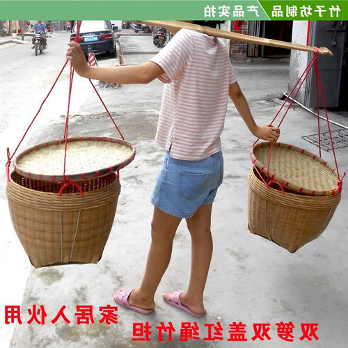 现货速发大小号箩筐竹编家用圆形结婚竹筐竹篓编制品簸萁田园纯手