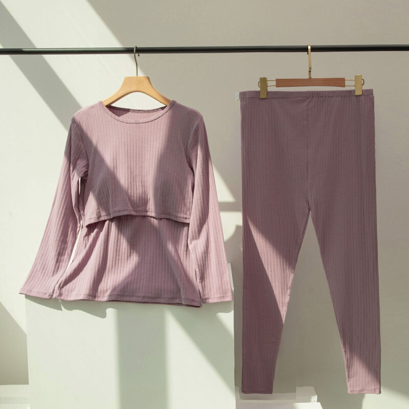高货速发棉坑条上掀哺乳免穿文胸潮妈大码休闲韩版喂奶家居服月子