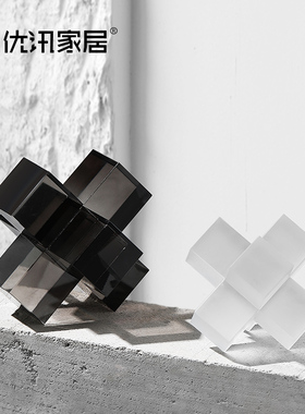 速发优讯家摆  艺术水晶几何居件轻奢客厅样板房桌面电视柜装饰品